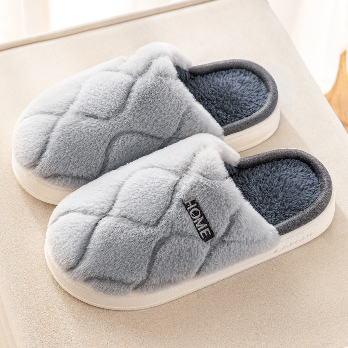 Plush Slippers Winter For Women Indoor Floor Bedroom Home Slipper Warm Solid House Shoes Men Couple